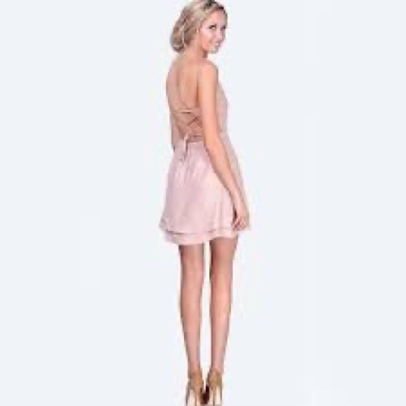 Cream Jennifer Hope Silk Serena Bareback Sweetheart Strappy V-Neck Mini Dress 0 - Picture 2 of 8